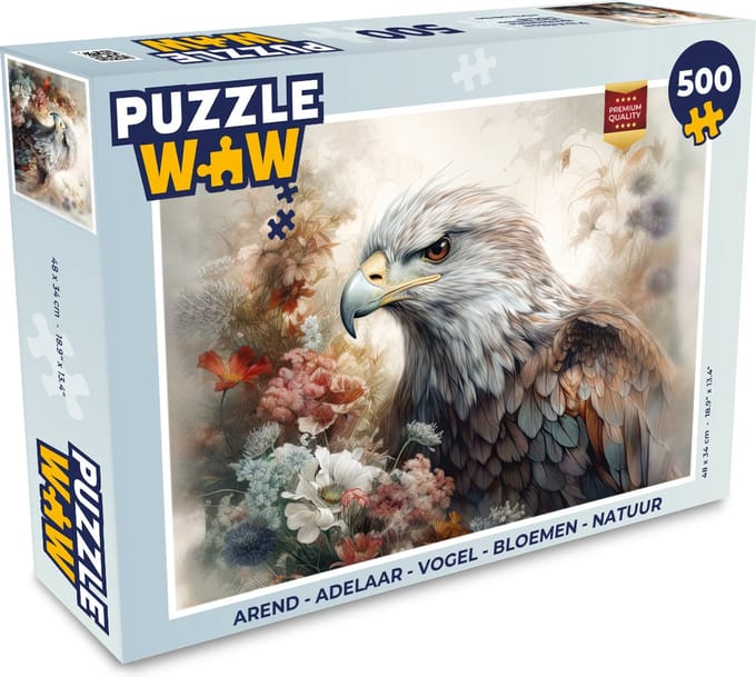 Puzzel Arend - Adelaar - Vogel - Bloemen - Natuur - Legpuzzel - Puzzel 500 stukjes