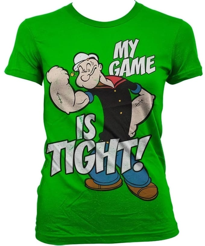 Popeye Game Is Tight Girly T-shirt voor dames, groen