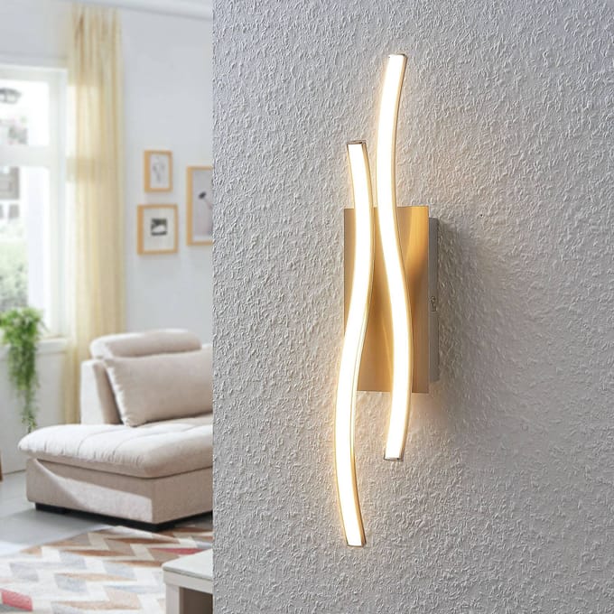 Lindby LED wandlamp Safia, 45 cm, nikkelkleurig, metaal