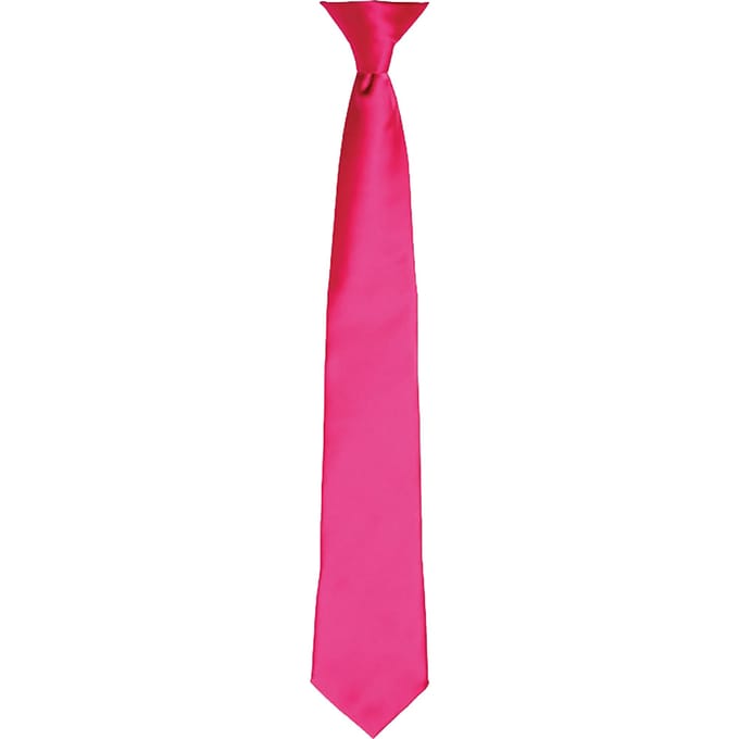 Premier Kleuren Heren Satin Clip Tie (Pakket van 2) (Heet Roze)