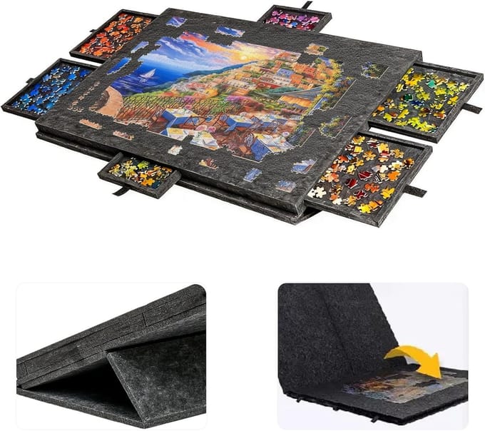 Puzzeltafel - Puzzelplank - Puzzels Maken - Met 6 Laden - 62x90 cm - Zwart