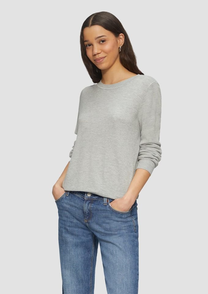 QS - female - Gebreide getextureerde trui van gemêleerde viscose