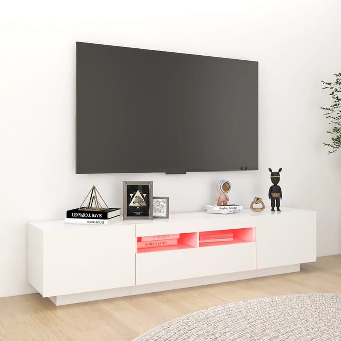 vidaXL - Tv-meubel - met - LED-verlichting - 180x35x40 - cm - wit