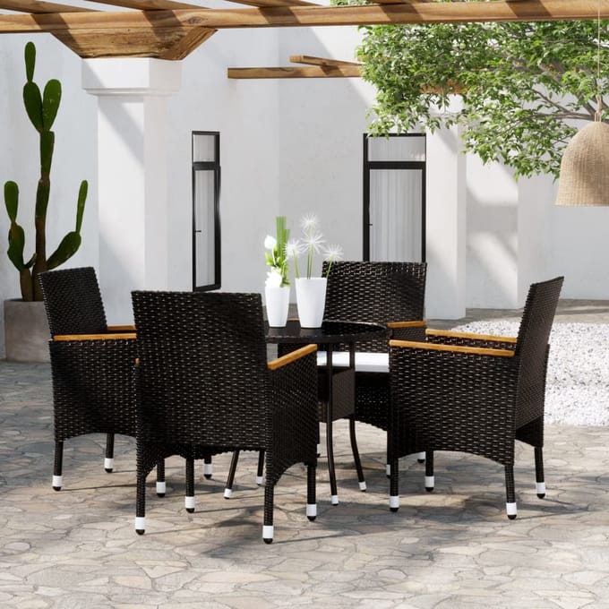 vidaXL - 5-delige - Tuinset - poly - rattan - zwart