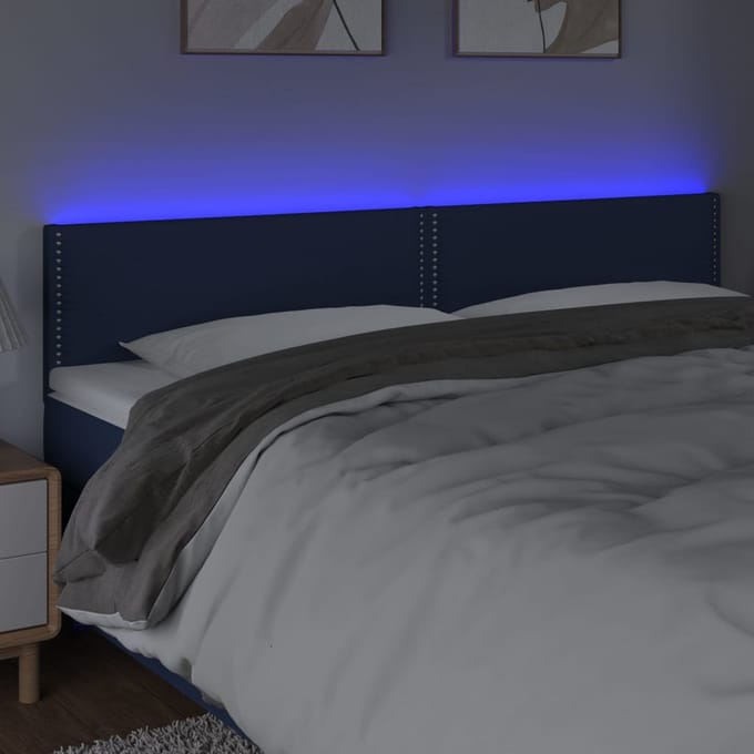 vidaXL - Hoofdbord - LED - 200x5x78/88 - cm - stof - blauw