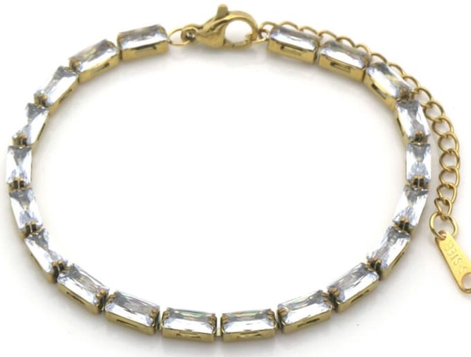 Armband voor Vrouwen - Goud – 21cm – Verstelbaar – Strass