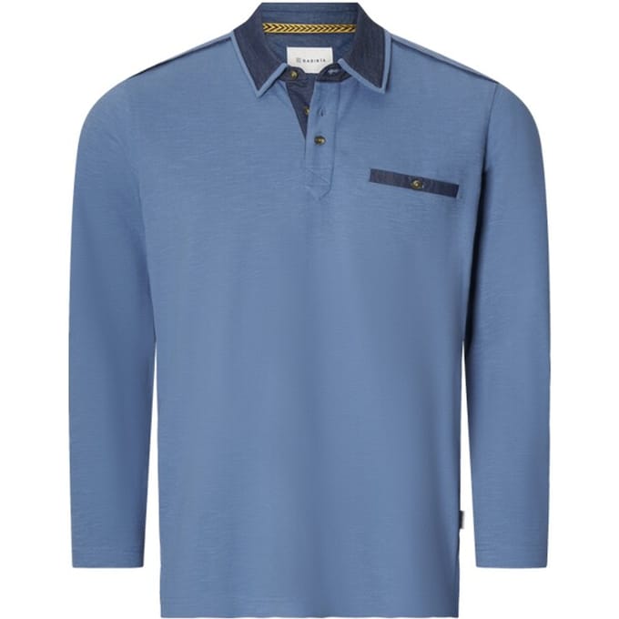 Babista herren Poloshirt Met Lange Mouwen - 64/66 - blauw - Plus Size
