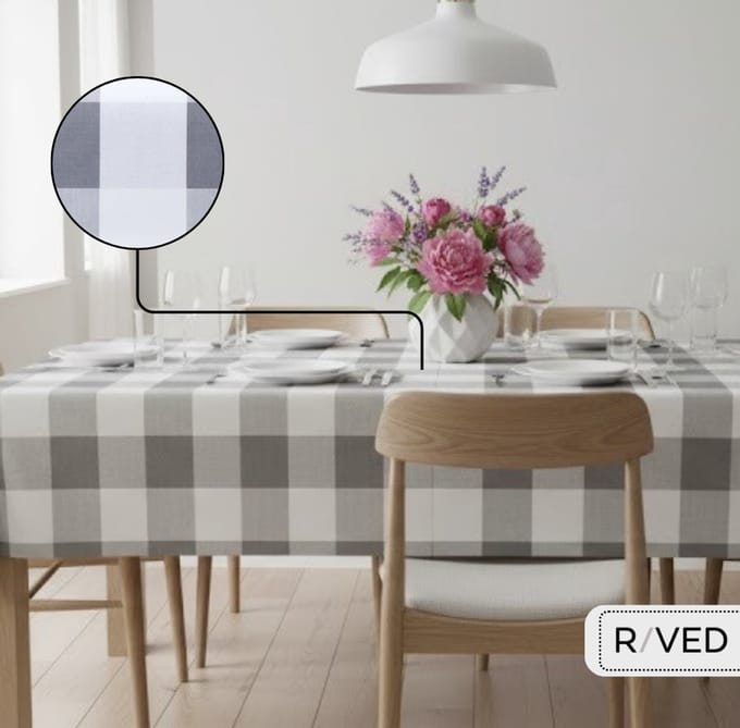 Raved Tafelzeil Blokken  140 cm x  300 cm - Grijs - PVC - Afwasbaar