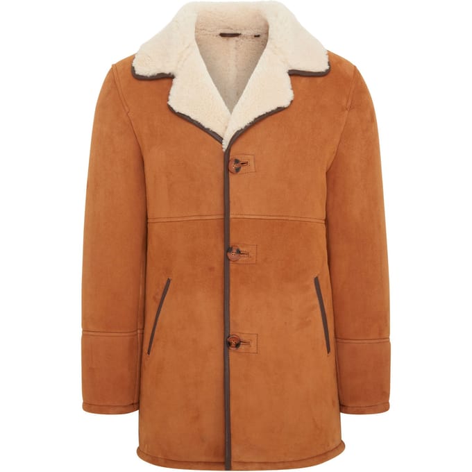 Heren Tan Shearling Schapenvacht Autojas - Cordova