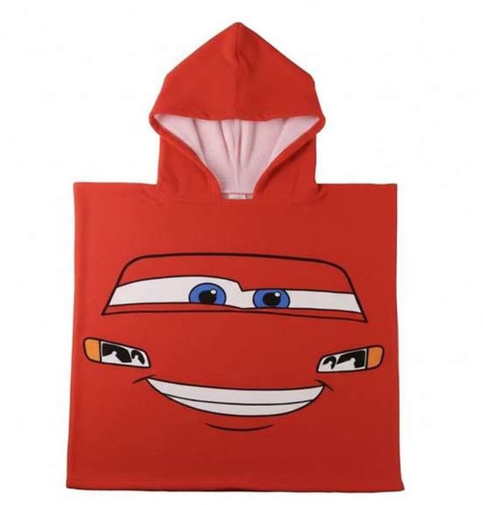 Cars Disney Badponcho - 55 x 110 cm. - Sneldrogend - Lightning McQueen - Handdoek Poncho
