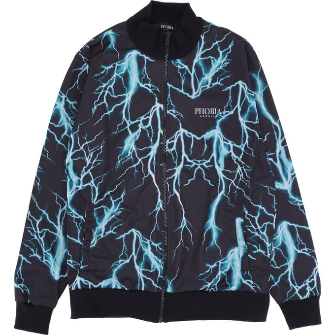 Heren trainingsjack All Over Lightning Sweatshirt Zwart/lichtblauw