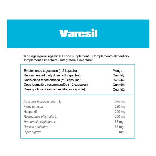 Varesil Pills, pillen voor spataderen en de preventie ervan Unique wit/babyblauwe kleur