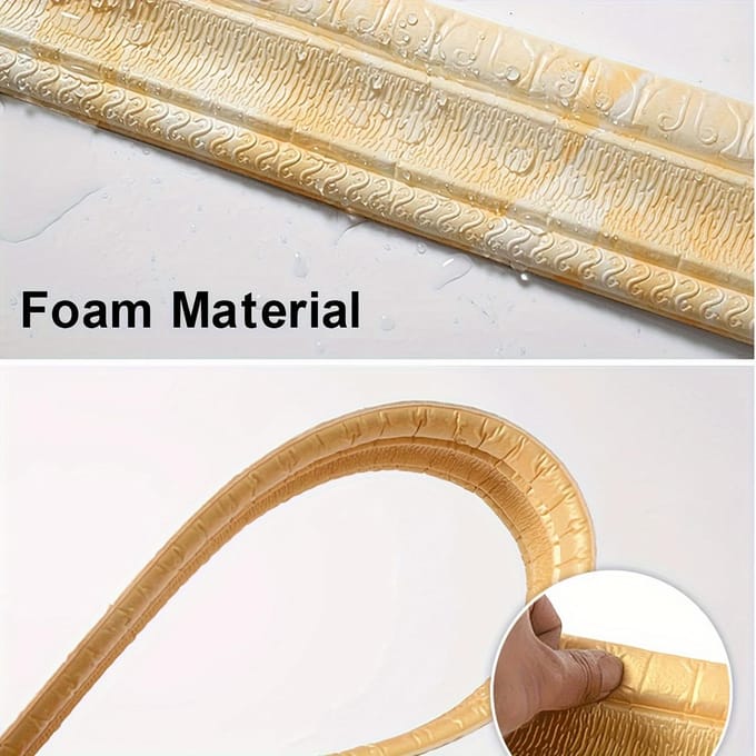 2 Pièces 90' X 3' Inserts en Mousse Flexible Auto-Adhésifs pour Bordures de Ligne Murale Décorative 3D Collées pour Maison, Bureau beige