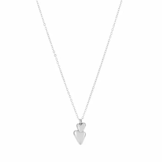 Bijoutheek Collier 2 Harten Zilver