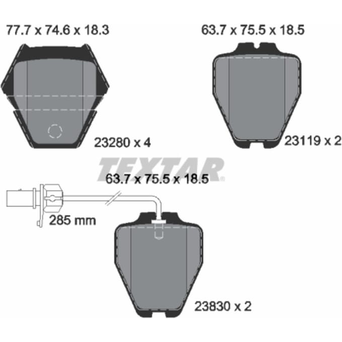Remblokset TEXTAR 2328001, voor