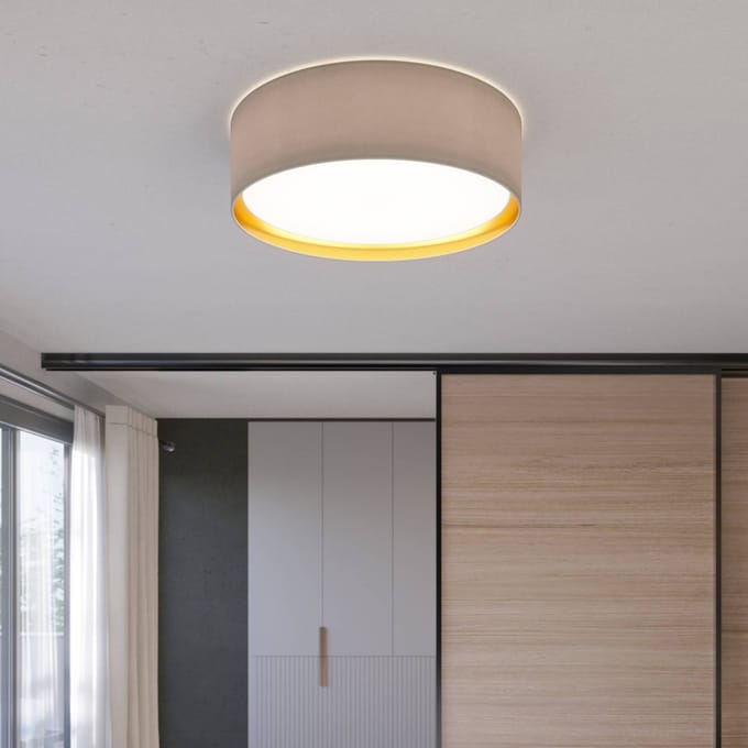 TK Lighting Bilbao plafondlamp, grijs/goud, Ø 60 cm