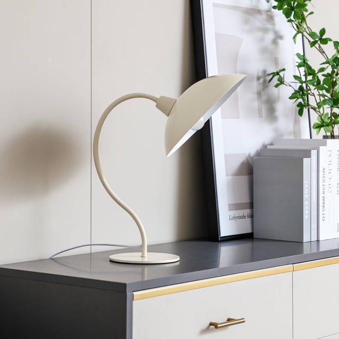 Lucande - Tafellamp - 1licht - Metaal - H: 42.75 cm - E14 - zandbeige, wit