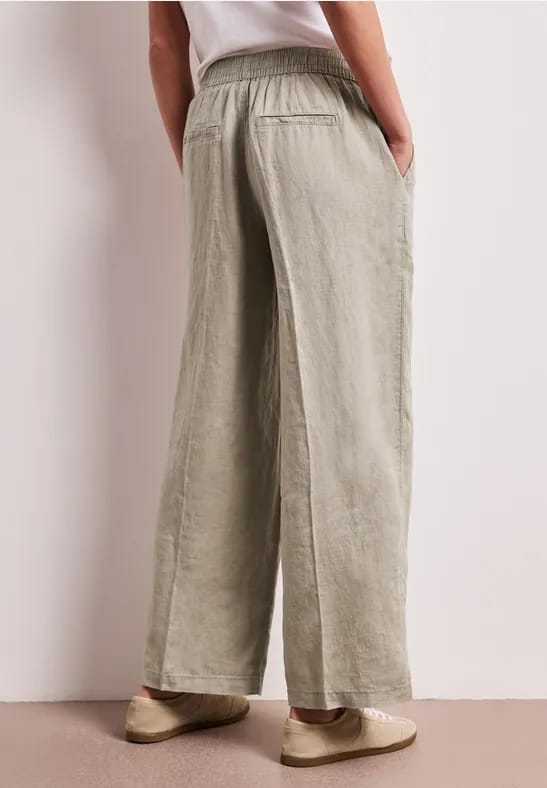 High Waist linnen broek met Wide Legs