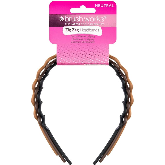 brushworks Neutral Zig Zag Headbands 3 st