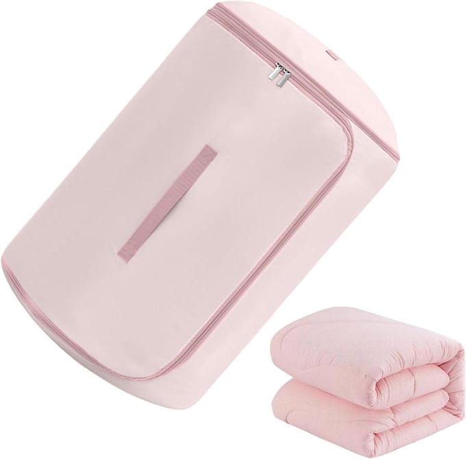 Dekbed Opbergzak - Opbergtas Dekbed - Ruimte Besparen - Dubbele Rits - 50x34 cm - Roze