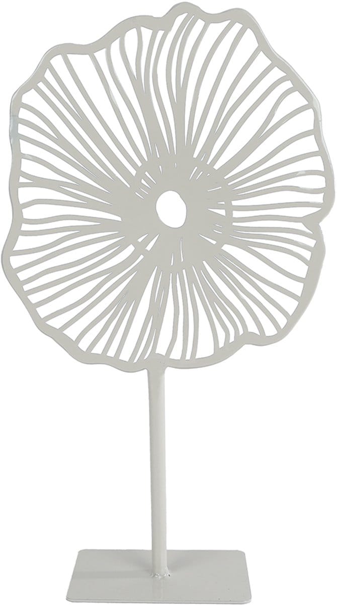 Van Manen sculptuur decoratie beeld op standaard off-white metaal 17x6x31cm.