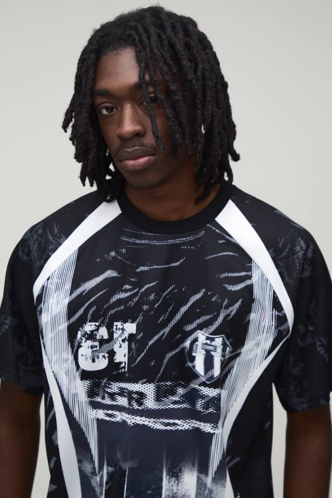 Regular Afterlight Closed Mesh Football Top | Black | Size XS