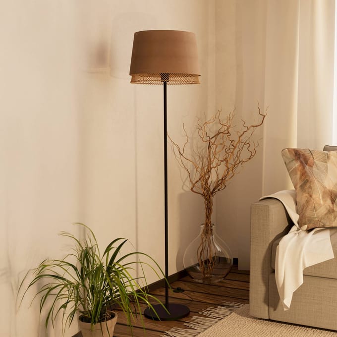 EGLO Tabley Vloerlamp - E27 - 153 cm - Natuur|Bruin|Zwart - Textiel