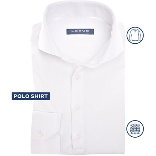 Ledûb Polo Long Sleeve Plain Cotton Tricot Wit / male