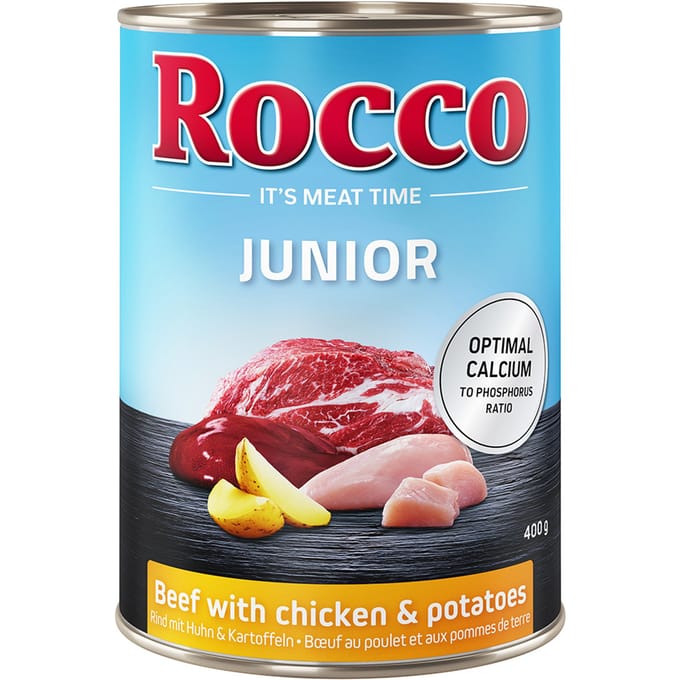 6x400 g Rocco Junior Rund met Kip & Aardappelen Honden Natvoer