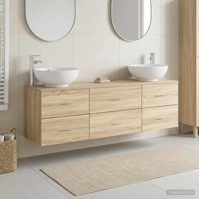 vidaXL - Badkamermeubel - Set - 3 - st - Sonoma - Eiken - 161 - x - 44.5 - x - 80 - cm