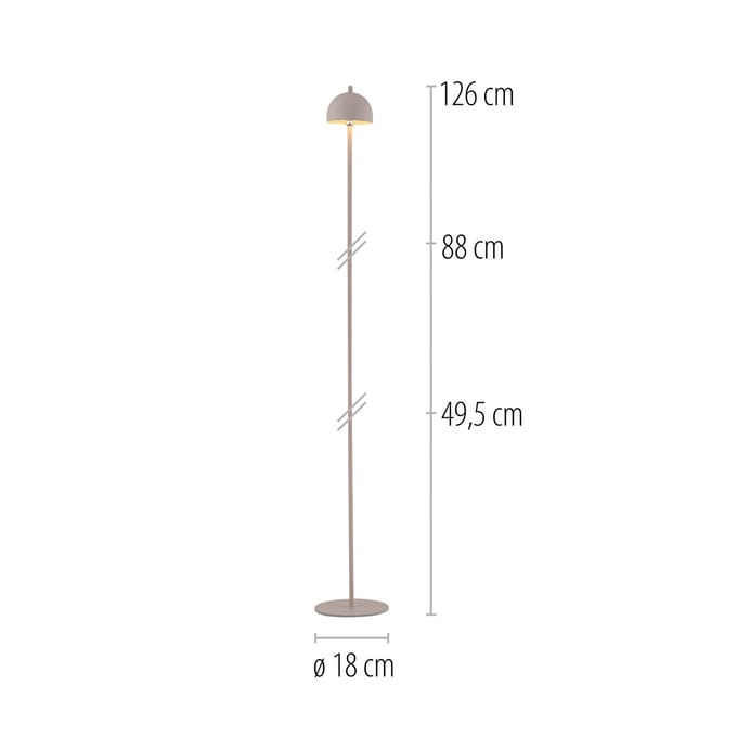 Schöner Wohnen LED vloerlamp op accu Bellis, zandkleur, IP54