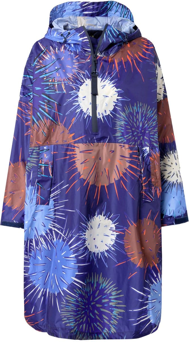 Laurasøn - Dames - Functionele regencape unisex print capuchon - Donkerlila - Maat 1