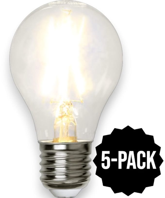 5-Pack | Peerlamp / Standaard bol met helder filament - E27 - 2W - 2700K