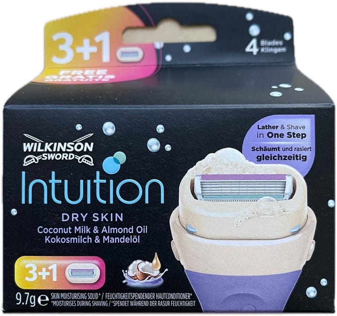 WILKINSON SWORD INTUITION DRY SKIN NAVULSCHEERMESJES 3+1 stuks
