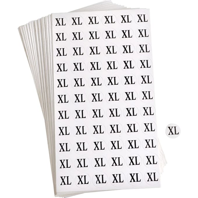 VBS Kledingmaat stickers, 3960 stuks - Kledingmaat XL