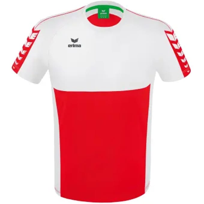 Erima Six Wings T-Shirt Kinderen - Wit / Rood | Maat: 152