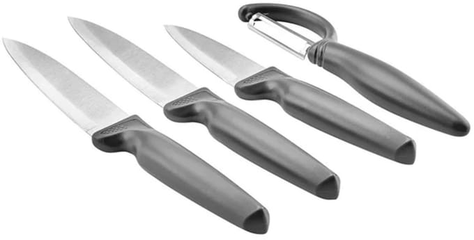 Karaca Dr.Inox - Messenset - 4-delig - RVS Keukenmessen & Dunschiller Set - Grijs - Roestvrij Staal