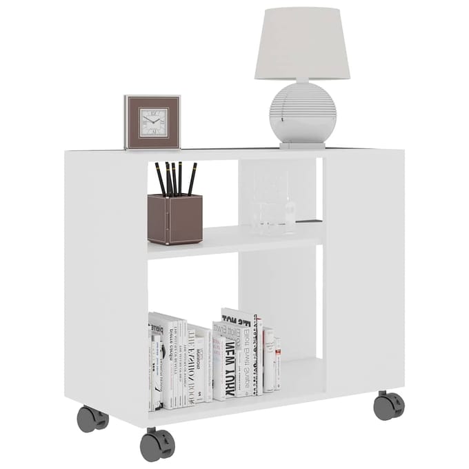 vidaXL - Bijzettafel - 70x35x60,5 - cm - bewerkt - hout - wit