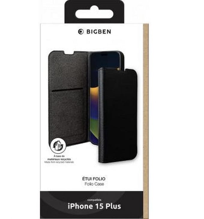Bigben Connected - Telefoonhoesje - Pasjeshouder - geschikt voor iPhone 15 Plus - Zwart
