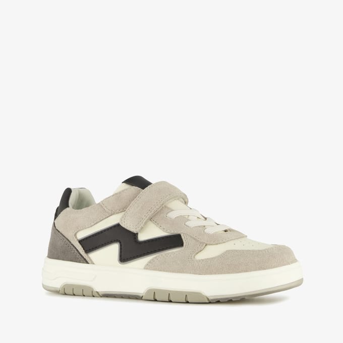 Stap suède jongens sneakers grijs wit - Maat 32