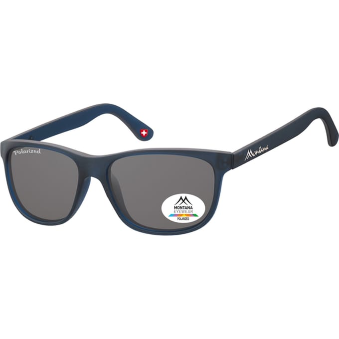 Zonnebril Montana met smoke gepolariseerd glas mat blauw