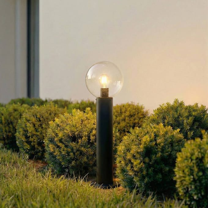 Lindby - Sokkellamp - 1licht - Glas, aluminium - H: 60 cm - E27 - transparant, zwart