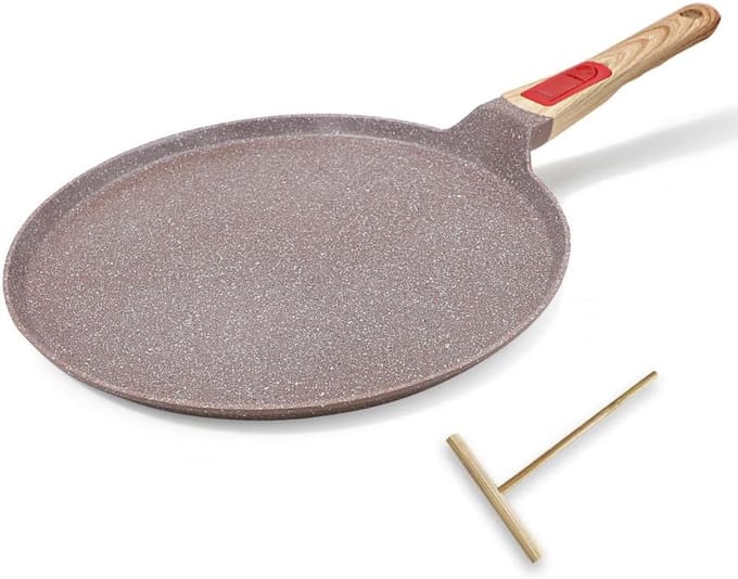 Keramische Crêpe Pan 30 cm met Afneembaar Handvat - Bruin