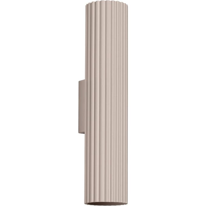 Wandlamp KARBON 30 lange geribbelde buis met 2 lichtbronnen - Sollux Lighting - IP20 - Taupe aluminium behuizing - 6.5 x 8.5 x 30 cm - 2 x GU10 LED, exclusief lichtbron - 2 x 10 W - Minimalistische wandlamp voor woonkamer, slaapkamer en eetkamer
