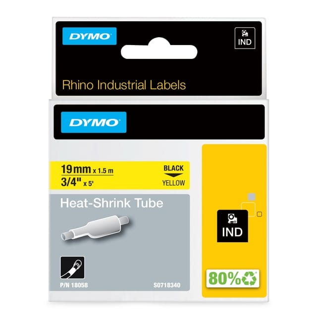Etiketten DYMO IND RHINO S0718340 Polyolefine Tapekleur: Geel Tekstkleur:Zwart 19 mm 1.5 m