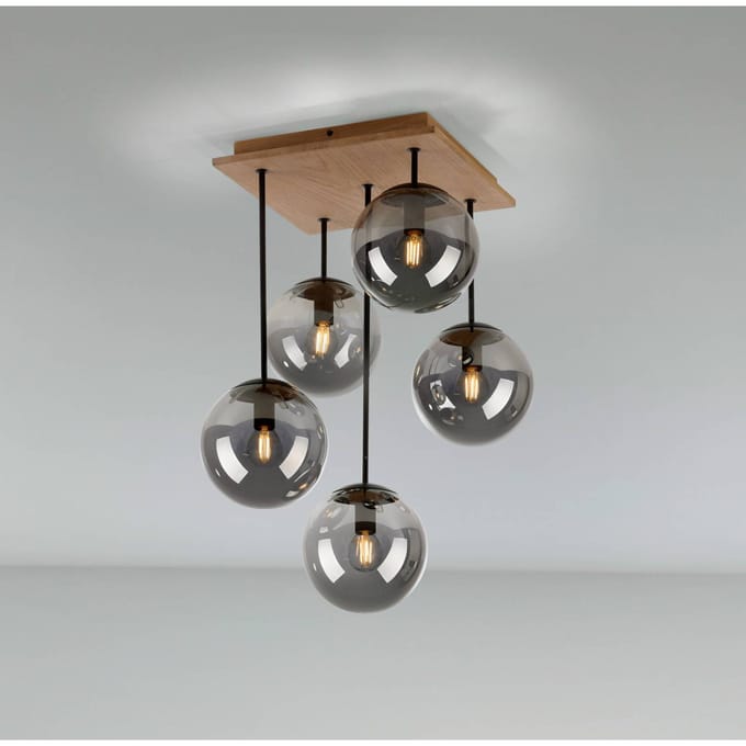 JUST LIGHT. GmbH Green Widow plafondlamp, glazen bollen, 5-lamps