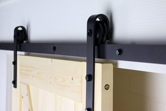 Wovar Zwart Schuifdeursysteem met Rails | Recht Model Compleet 200 cm | Per Set