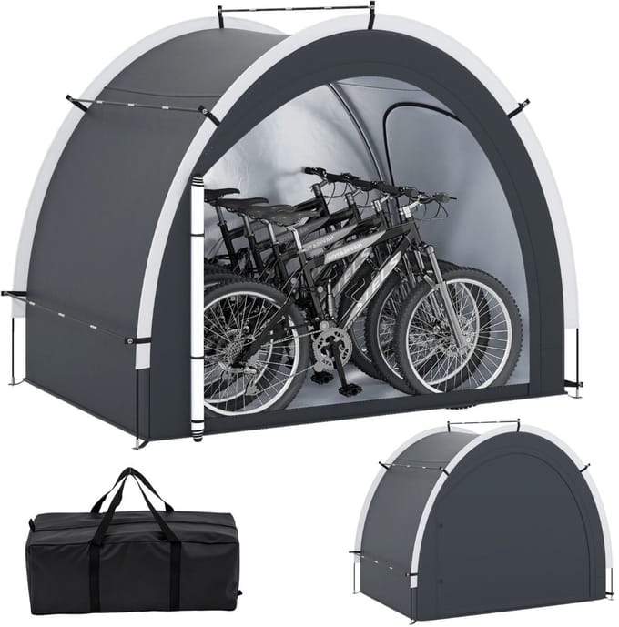 Fietsberging - Fietsenhok - Stalling - Tuinschuur - Huis - Overdekt - Zwart - Scooter - Fiets