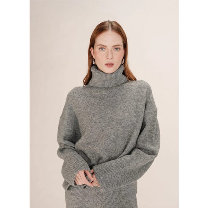 Grace & Mila Taxi coltrui gebreid wol oversized grijs