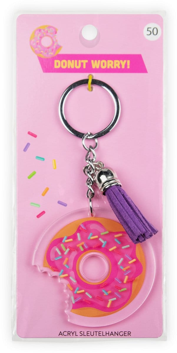 Sleutelhanger met kwastje | Acryl sleutelhanger - Donut